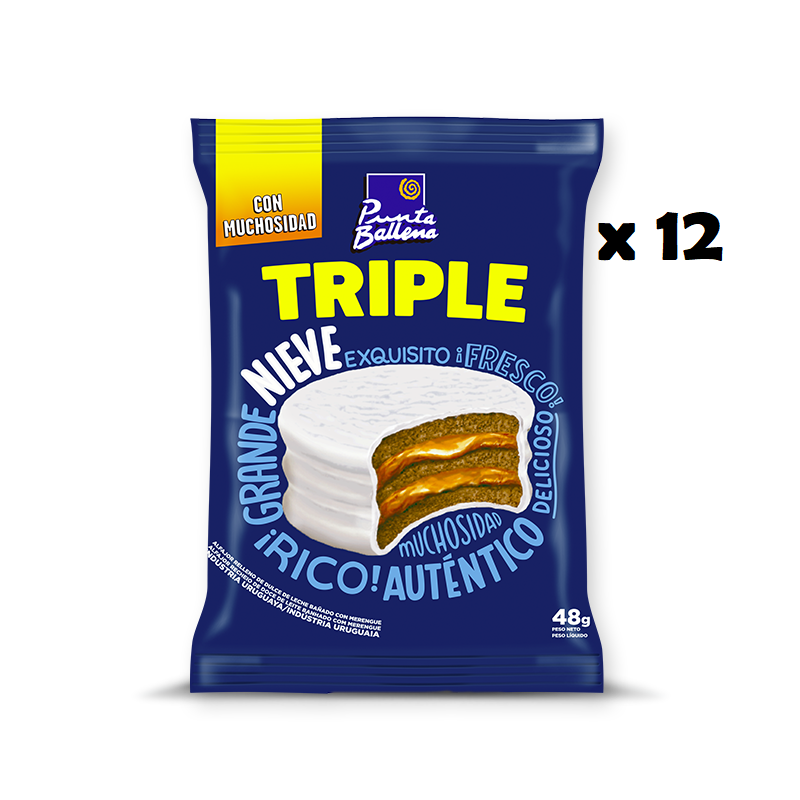 ALFAJOR TRIPLE DE PUNTA BALLENA NIEVE 48g X 12ud